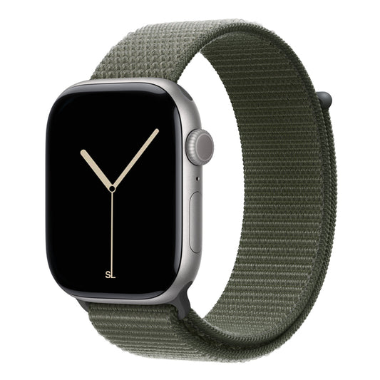 forest green nylon sport loop watch band for apple watch series 11 42mm and 46mm and ultra 3 made from woven nylon