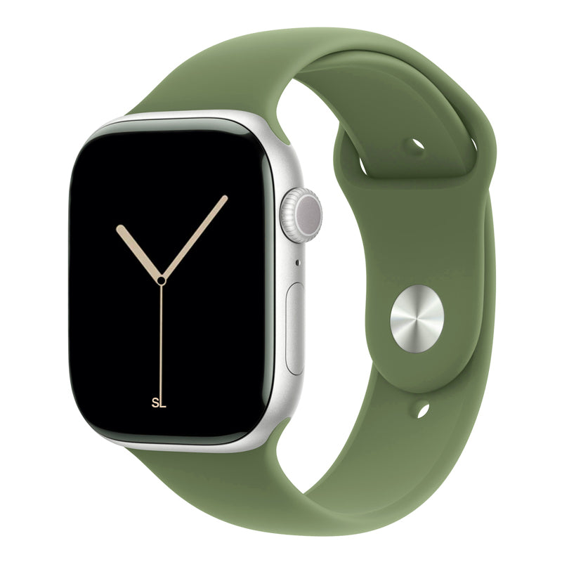 A lake moss green colour Apple watch sport band made from premium silicone for series 11 42mm 45mm 46mm and ultra 3 and SE