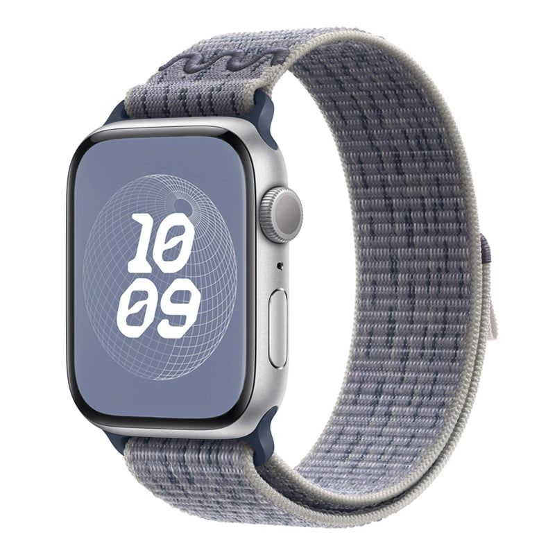 New style grey and blue with a stripe pattern sport loop active watch band for apple watch series 10 and ultra 2 crafted from woven nylon