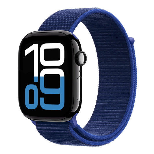 Navy blue sport loop watch band for apple watch series 10 42mm and 45mm and ultra 2 made from woven nylon