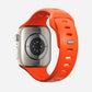A orange colour premium silicone watch strap developed for apple watch series 11 size 42mm 46mm and apple watch ultra 3, designed for active sports activities