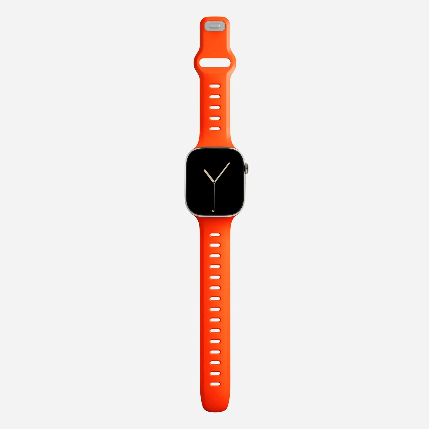 A orange colour premium silicone watch strap developed for apple watch series 11 size 42mm 46mm and apple watch ultra 3, designed for active sports activities