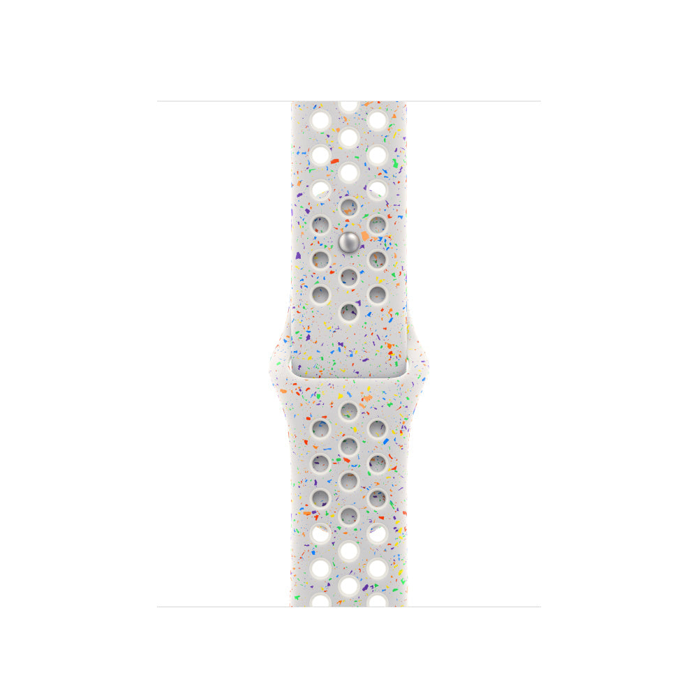 Pure Platinum White colour apple watch series 9 45mm silicon sports strap with a unique pattern of splatter paint design, this watch strap is designed for active people