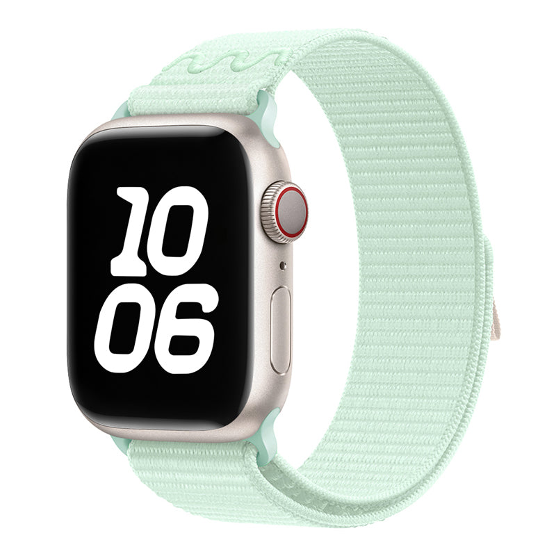 New style soft mint green sport loop active watch band for apple watch series 10 and ultra 2 made from woven nylon