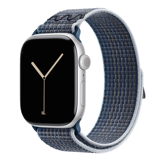 storm grey blue watch strap for apple watch series 11 42mm 46mm and ultra 3 made with woven nylon