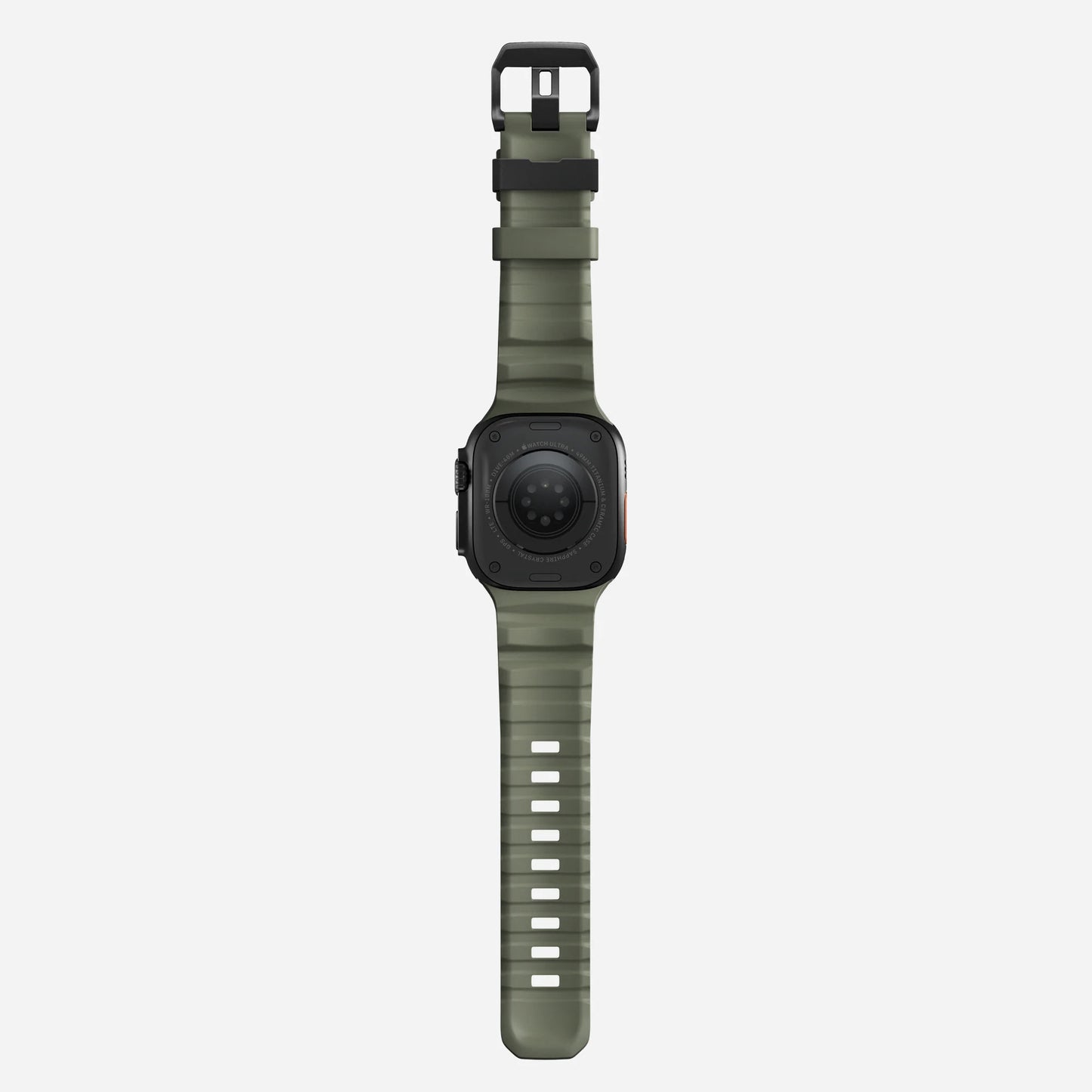 Military Green colour premium silicone extra thick watch strap band designed for adventurers and mountain hiking for Apple watch series 11 size 46mm and Ultra 3