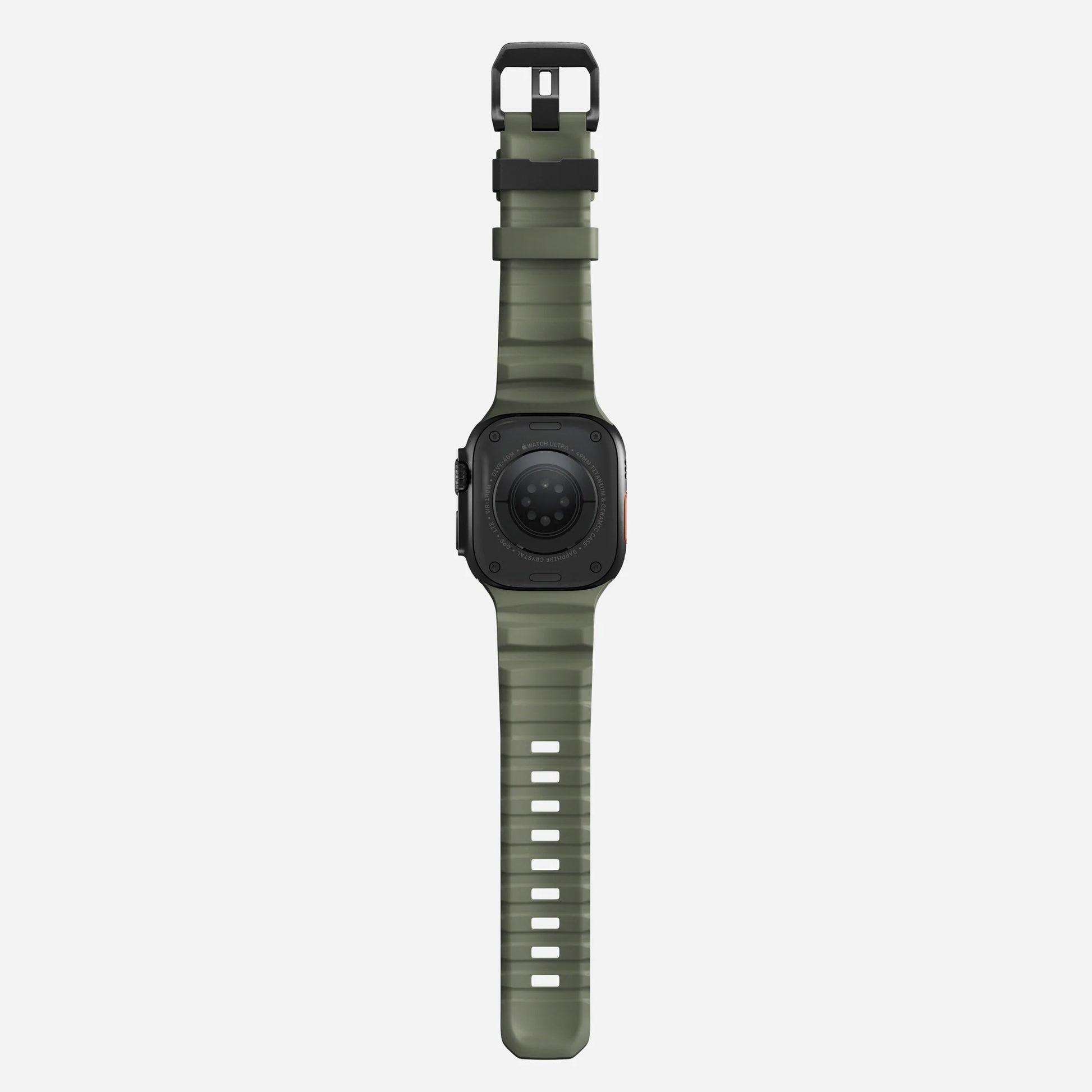 Military Green colour premium silicone extra thick watch strap band designed for adventurers and mountain hiking for Apple watch series 11 size 46mm and Ultra 3