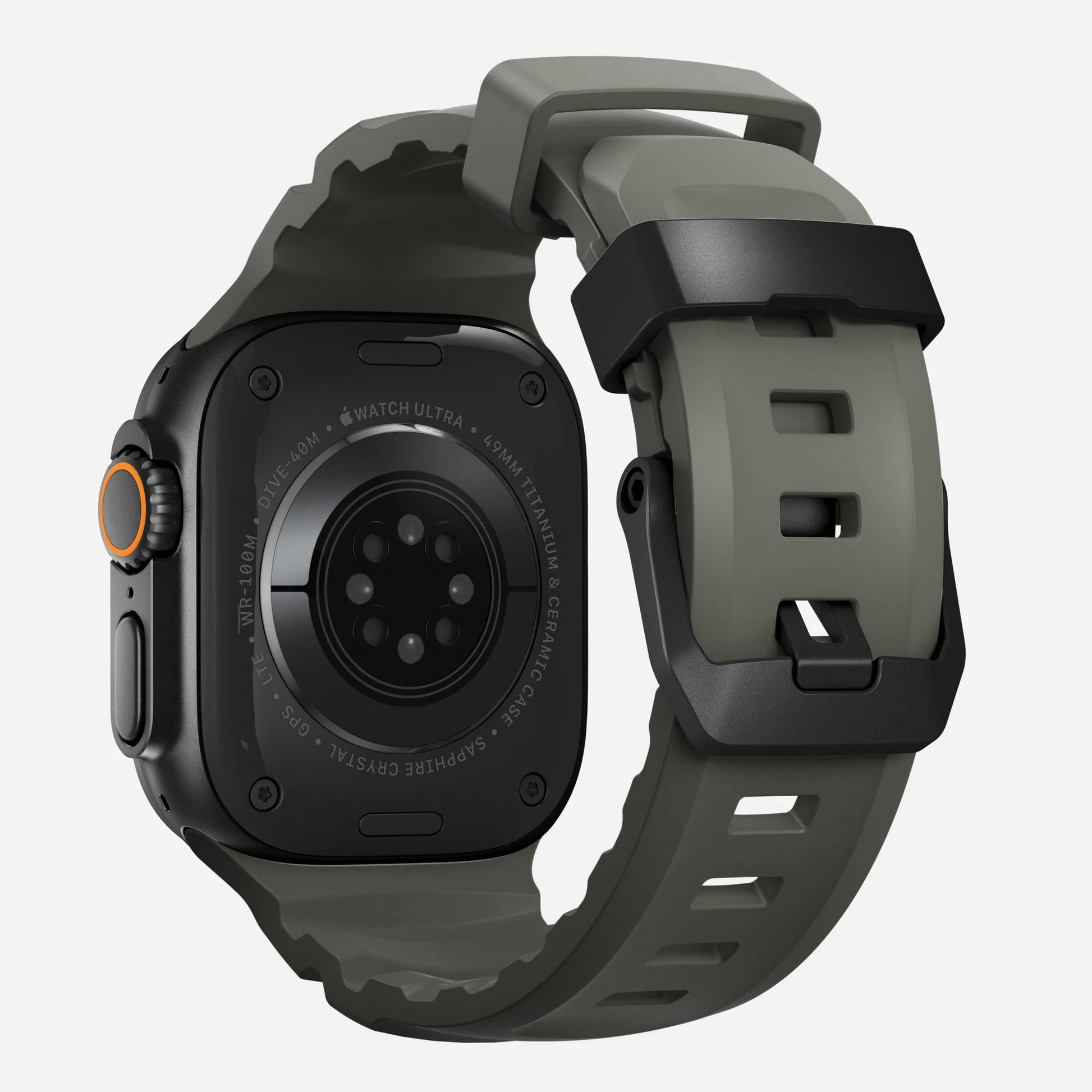 Military Green colour premium silicone extra thick watch strap band designed for adventurers and mountain hiking for Apple watch series 11 size 46mm and Ultra 3