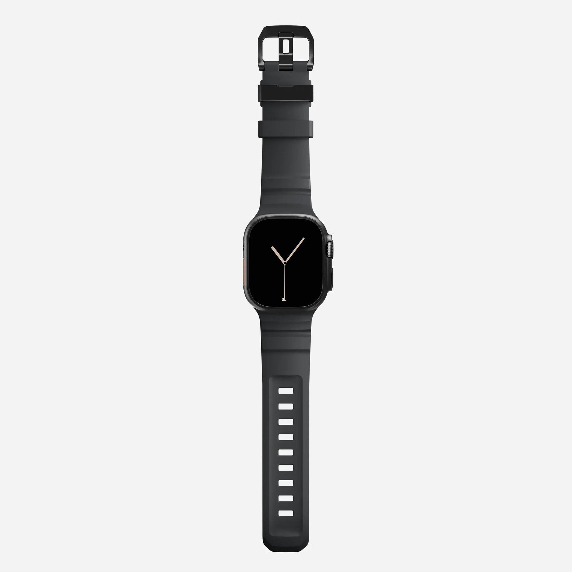 Black colour premium silicone extra thick watch strap band designed for adventurers and mountain hiking for Apple watch series 10 size 46mm and Ultra 2