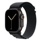 A black colour with black matte buckle premium nylon watch strap band designed for adventurers and alpine explorers that wear the Apple watch series 11 and Ultra 3 45mm 46mm 49mm