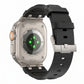 black colour apple watch strap made with FKM rubber premium with micro checkered texture for apple watch series 11 45m 46mm and ultra 1 - 3