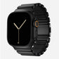 A black colour brushed titanium metal with silicone rubber hybrid strap on an Apple watch series 11 and ultra 3 42mm 45mm 46mm 49mm built with magnetic clasps