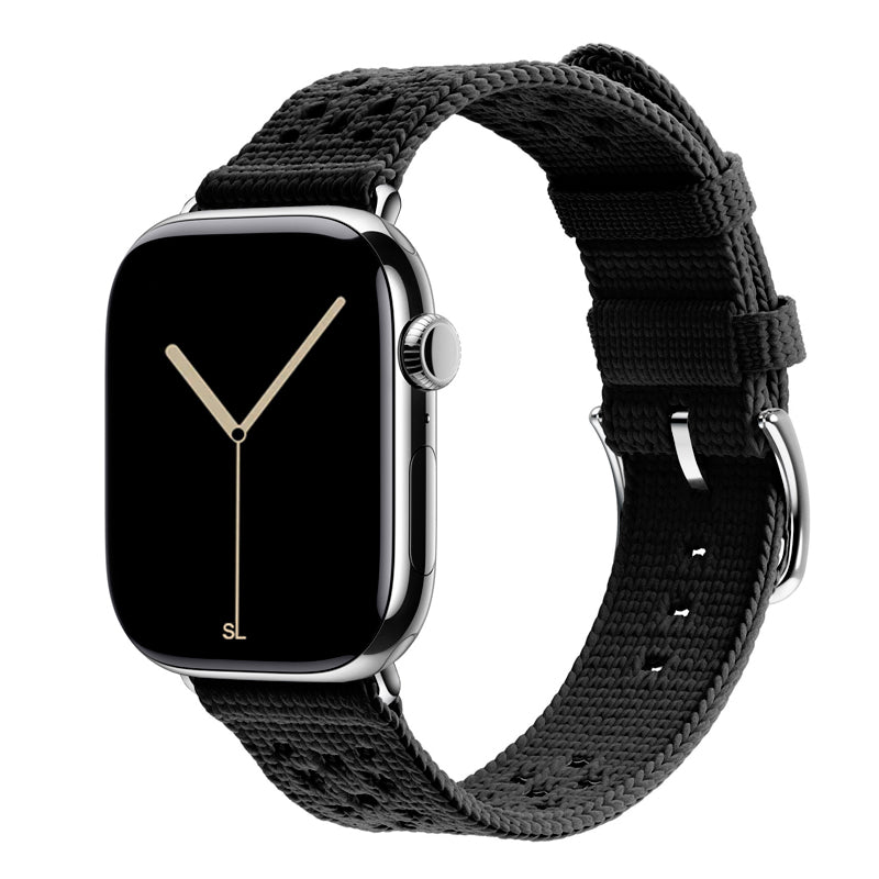 black colour knitted tricot nylon yarn fabric watch strap for apple watch series 11 42mm , 45mm, 46mm and ultra series