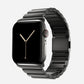 A soace black colour brushed stainless steel metal strap on an apple watch series 11 and ultra 3 42mm 45mm 46mm 49mm