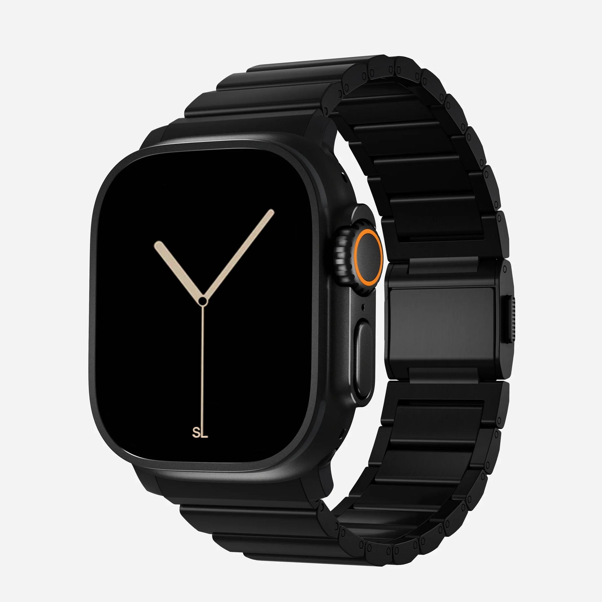 A black colour brushed stainless steel metal strap on an apple watch series 11 and ultra 3 42mm 45mm 46mm 49mm