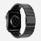 A soace black colour brushed stainless steel metal strap on an apple watch series 11 and ultra 3 42mm 45mm 46mm 49mm