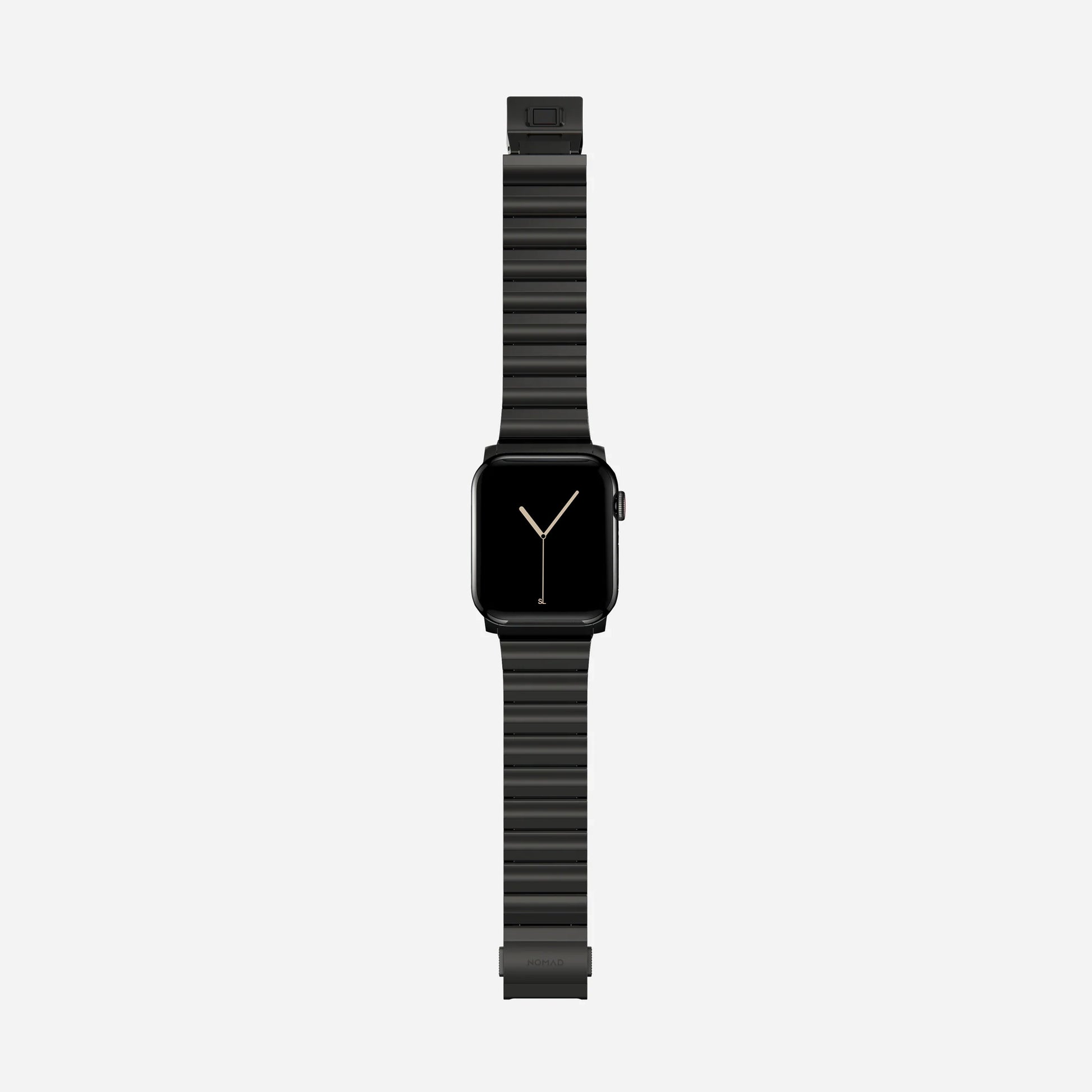 A black colour brushed stainless steel metal strap on an apple watch series 10 and ultra 2 42mm 45mm 49mm