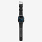 New black silicone with metal connectors, pin and buckle watch strap with compression grooves designed for apple watch series 10 45mm and ultra 2 black side angle