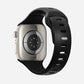 A black colour premium silicone watch strap developed for apple watch series 11 size 42mm 46mm and apple watch ultra 3, designed for active sports activities