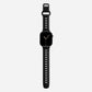 A black colour premium silicone watch strap developed for apple watch series 11 size 42mm 46mm and apple watch ultra 3, designed for active sports activities