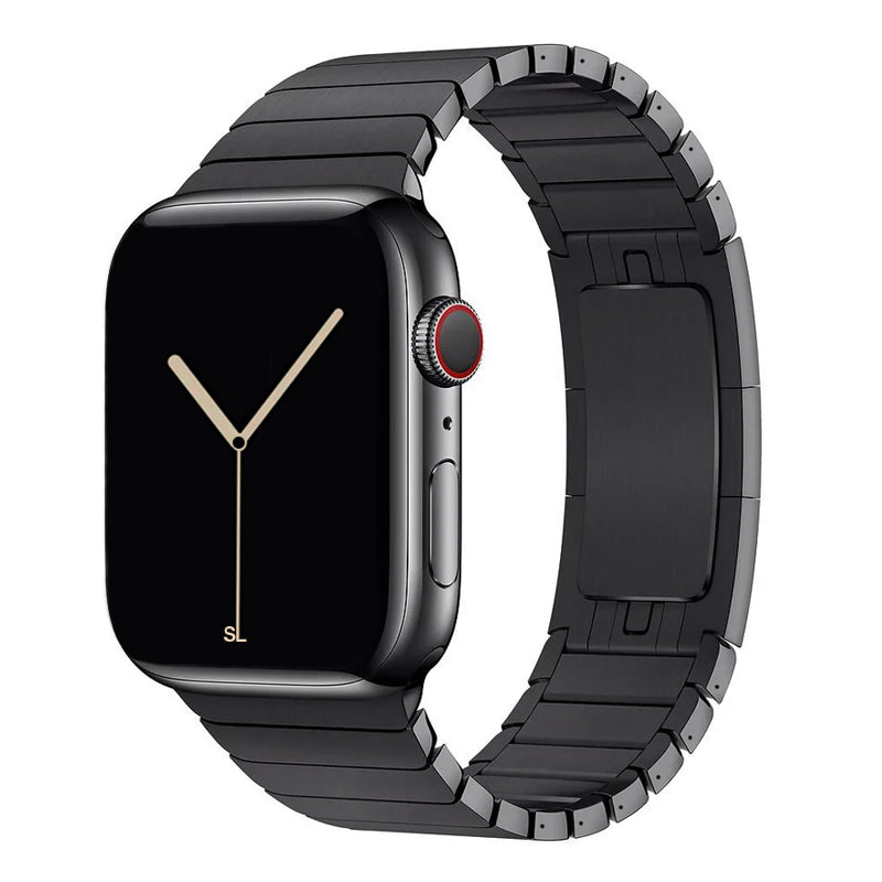 black colour metal stainless steel link watch strap for apple watch series 10 42mm and 45mm and ultra 2
