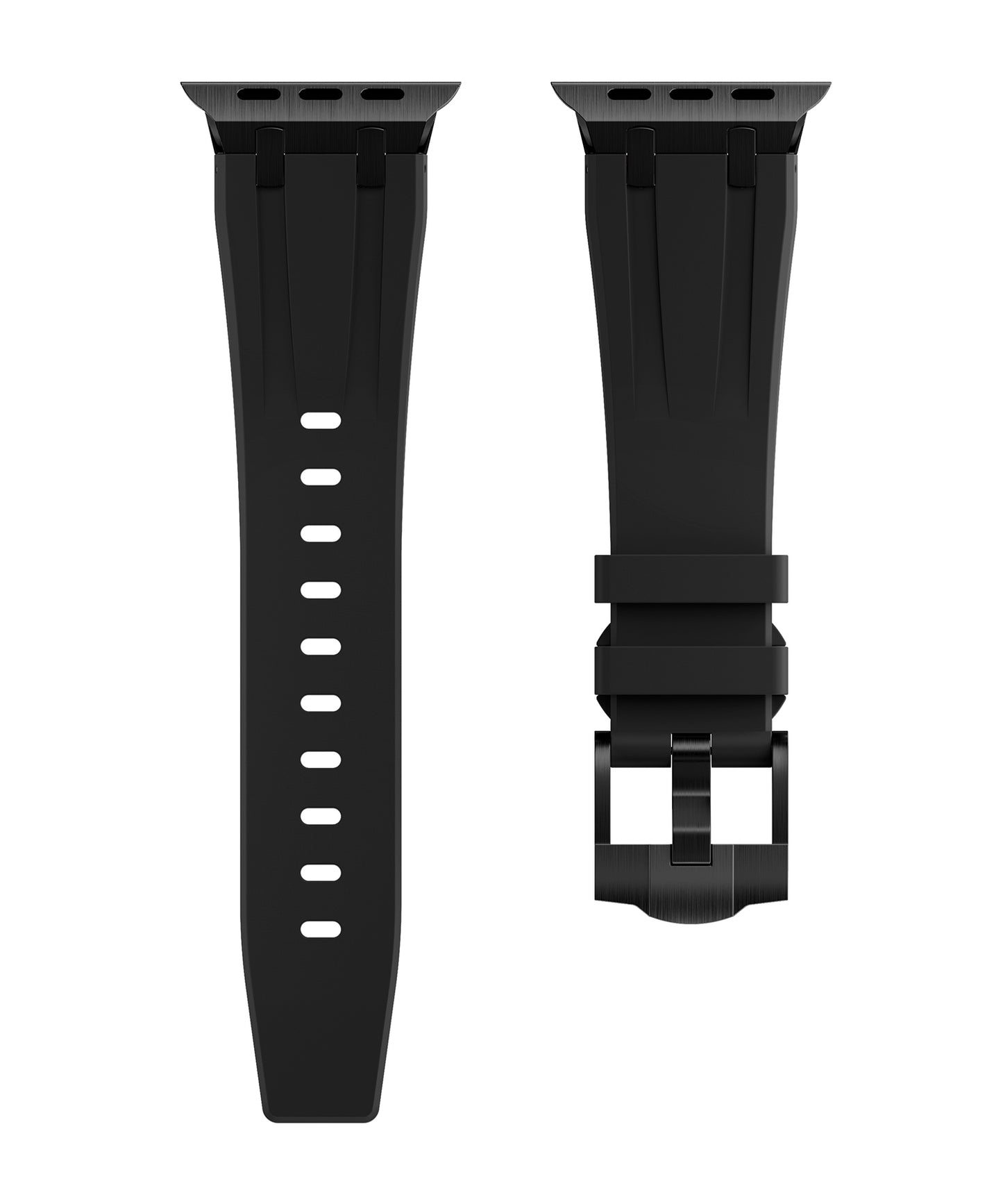 Premium Black colour rubber with stainless steel metal connectors and buckles for Apple Watch Series 9 45mm and Ultra 2 49mm
