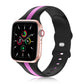 A black and purple two colour silicon sport strap for apple watch series 9 41mm