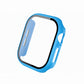 blue Colour made from polycarbonate material protector with a strong built in tempered glass screen to protect your apple watch series 11 42mm and 46mm from damage displayed on a tilted angle