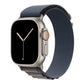 A blue colour with silver buckle premium nylon watch strap band designed for adventurers and explorers that wear the Apple watch series 10 and Ultra 2