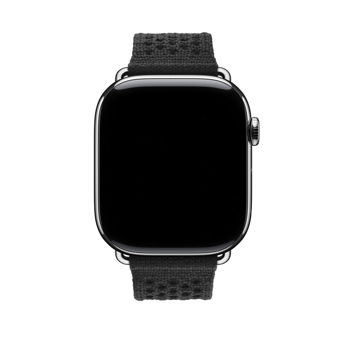 black colour knitted tricot nylon yarn fabric watch strap for apple watch series 11 42mm , 45mm, 46mm and ultra series