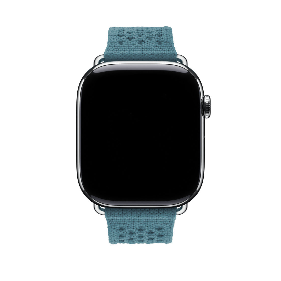 blue colour knitted tricot nylon yarn fabric watch strap for apple watch series 11 42mm , 45mm, 46mm and ultra series