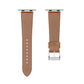 A set of brown coloured Saffiano leather pattern handcrafted for apple watch series 10 45mm and 46mm  made for people to wear to work or to fancy event