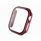 burgundy red Colour made from polycarbonate material protector with a strong built in tempered glass screen to protect your apple watch series 11 42mm and 46mm from damage displayed on a tilted angle