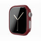 burgundy red Colour made from polycarbonate material protector with a strong built in tempered glass screen to protect your apple watch series 11 42mm and 46mm from damage displayed on a tilted angle