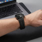 black colour apple watch strap made with FKM rubber premium with micro checkered texture for apple watch series 11 45m 46mm and ultra 1 - 3