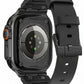 black colour apple watch strap made with FKM rubber premium with micro checkered texture for apple watch series 11 45m 46mm and ultra 1 - 3