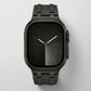 black colour apple watch strap made with FKM rubber premium with micro checkered texture for apple watch series 11 45m 46mm and ultra 1 - 3