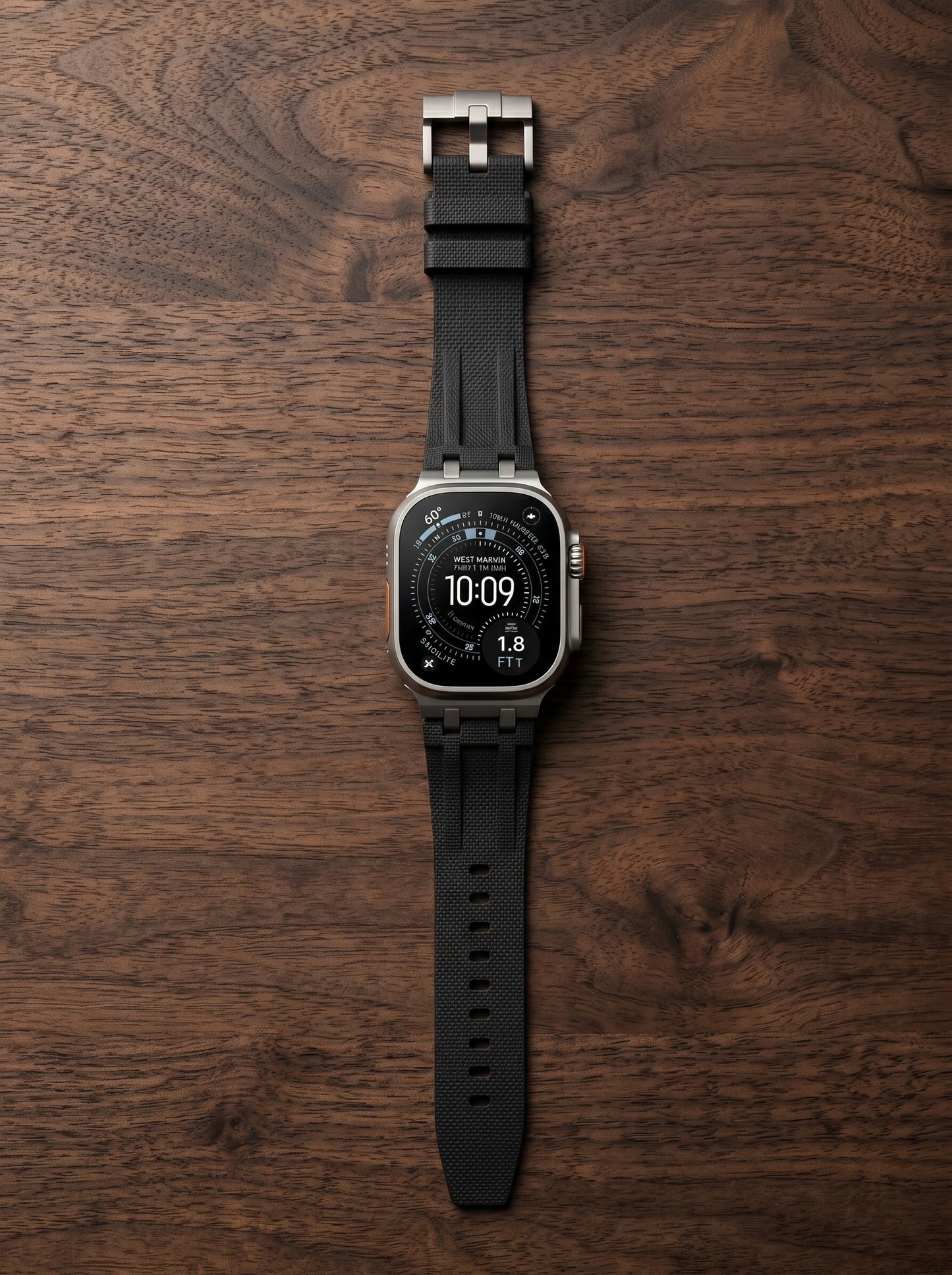 black colour apple watch strap made with FKM rubber premium with micro checkered texture for apple watch series 11 45m 46mm and ultra 1 - 3