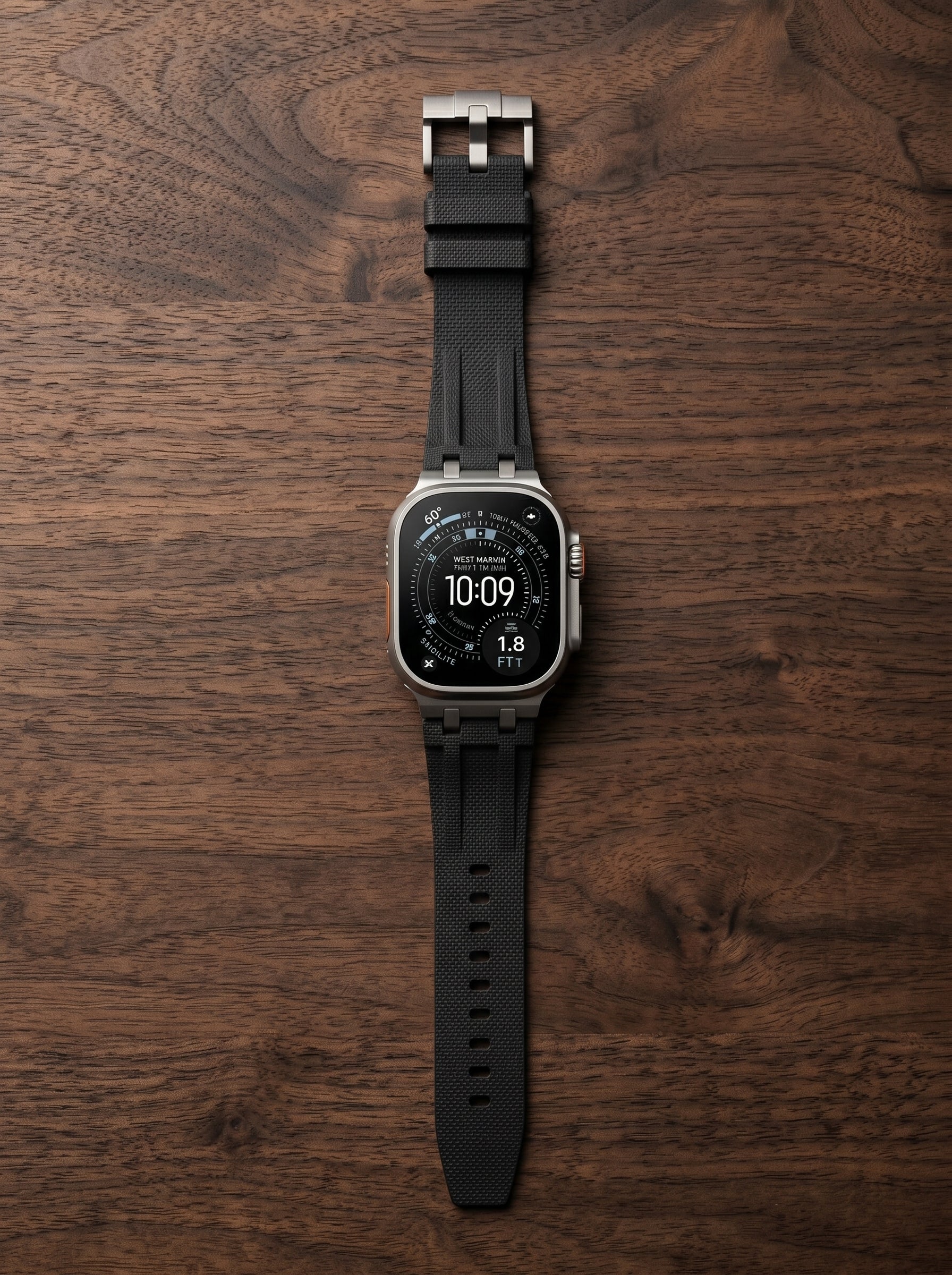 black colour apple watch strap made with FKM rubber premium with micro checkered texture for apple watch series 11 45m 46mm and ultra 1 - 3