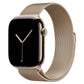 A champagne gold colour stainless steel milanese watch strap for the latest apple watch series 11 42mm 45mm and ultra 3