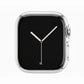 Clear Transparent Colour made from polycarbonate material protector with a strong built in tempered glass screen to protect your apple watch series 11 42mm and 46mm from damage displayed on a tilted angle