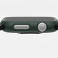 dark green Colour made from polycarbonate material protector with a strong built in tempered glass screen to protect your apple watch series 11 42mm and 46mm from damage displayed on a tilted angle