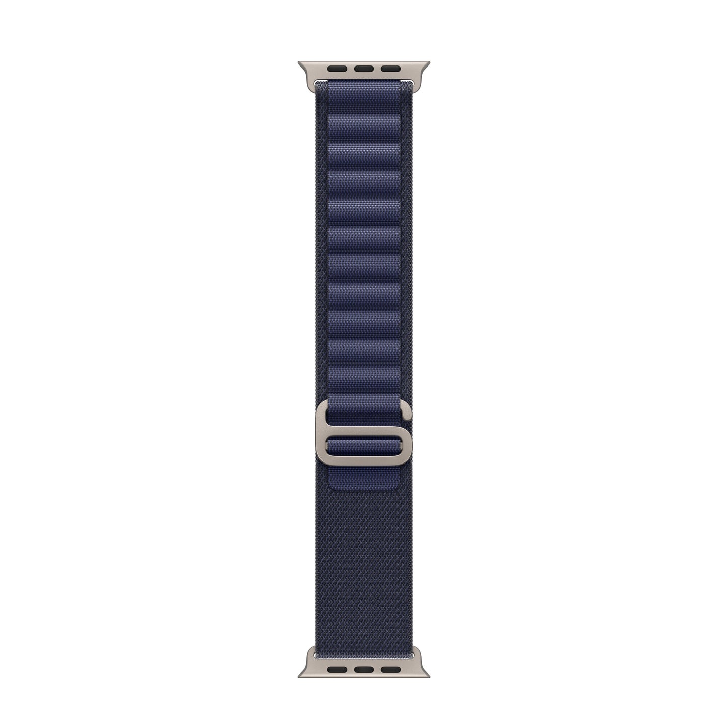 A navy blue colour premium nylon watch strap band designed for adventurers and explorers that wear the Apple watch series 10 and Ultra 2