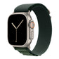 A dark green colour premium nylon watch strap band designed for adventurers and explorers that wear the Apple watch series 10 and Ultra 2