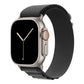 A grey colour with silver buckle premium nylon watch strap band designed for adventurers and explorers that wear the Apple watch series 10 and Ultra 2