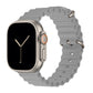 A dark grey colour watch strap band made from silicone  with two metal buckles on an Apple watch series 10 42mm/ 45mm/ 46mm and ultra 2 designed for the ocean and active sports