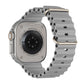 A dark grey colour watch strap band made from silicone  with two metal buckles on an Apple watch series 10 42mm/ 45mm/ 46mm and ultra 2 designed for the ocean and active sports