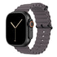 A dark grey colour watch strap band made from silicone  with two metal buckles on an Apple watch series 11 42mm/ 45mm/ 46mm and ultra 3 designed for the ocean and active sports