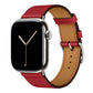 Red colour leather strap band for apple watch series 11 42mm and 46mm with a stainless steel pin and buckle