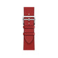 Red colour leather strap band for apple watch series 11 42mm and 46mm with a stainless steel pin and buckle